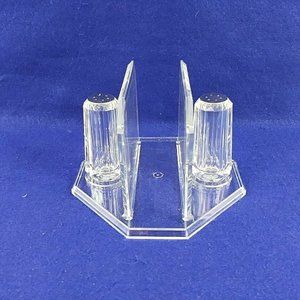 Napkin Salt Pepper Holder Caddy Clear Acrylic 3 Piece Set Vintage Decor